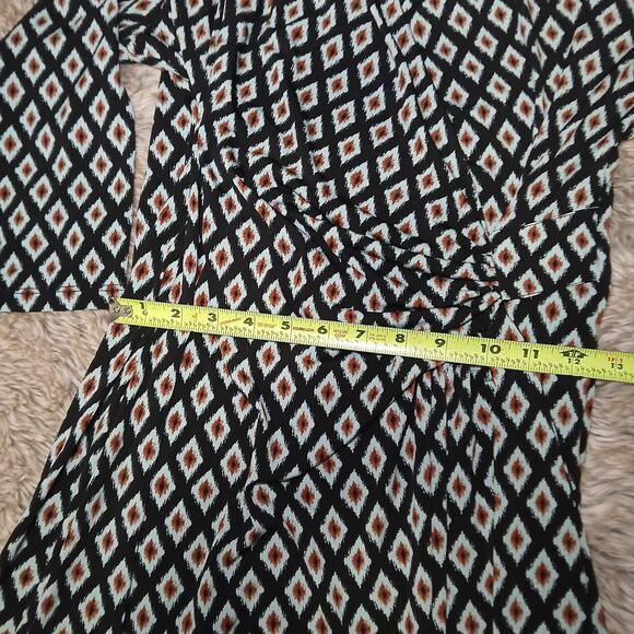 New Karen Kane Blue Diamond Super Stretch Jersey Cascade Faux Wrap Dress Large‎ - Picture 4 of 9